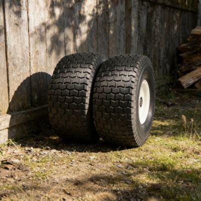 Ogracwheel Set of Two 15 x 6.00-6 Flat Free Tire with 3/4 in. Bearings, 3-6 in. Offset Hub