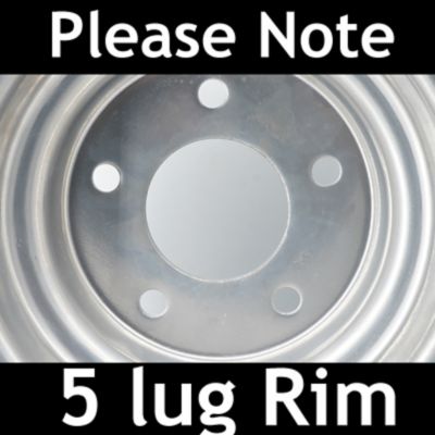 Image showing  18 x 6.50-8 2 Ply Snow Tire and 5 Lug Wheel Assembly