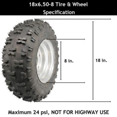 Image showing  18 x 6.50-8 2 Ply Snow Tire and 5 Lug Wheel Assembly
