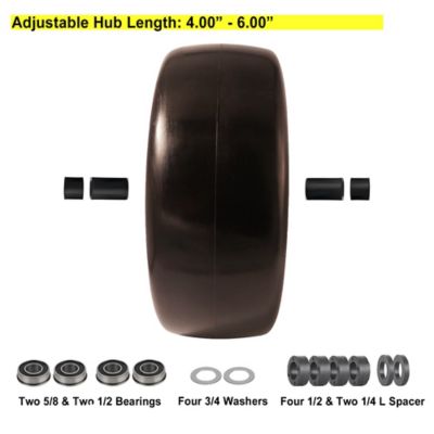 Image showing  13 x 6.50-6 Flat Free Zero-Turn Lawn Mower Smooth Tread Tire Assembly with Universal Kit, 3/4 in. Bushings