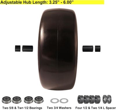 Image showing  13x5.00-6 Flat Free Zero-Turn Lawn Mower Smooth Tread Tire Assembly with Universal Kit, 3/4 in. Bushings