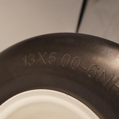 Image showing 5 th Ogracwheel 13x5.00-6 Flat Free Zero-Turn Lawn Mower Smooth Tread Tire Assembly with Universal Kit, 3/4 in. Bushings