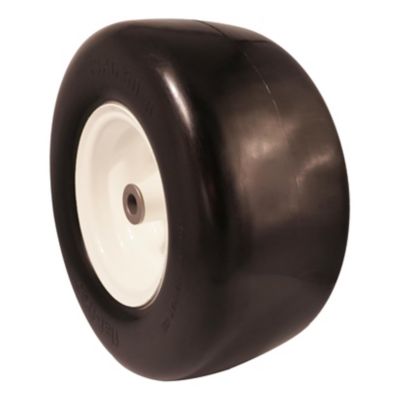 Image showing 7 th Ogracwheel 13x5.00-6 Flat Free Zero-Turn Lawn Mower Smooth Tread Tire Assembly with Universal Kit, 3/4 in. Bushings