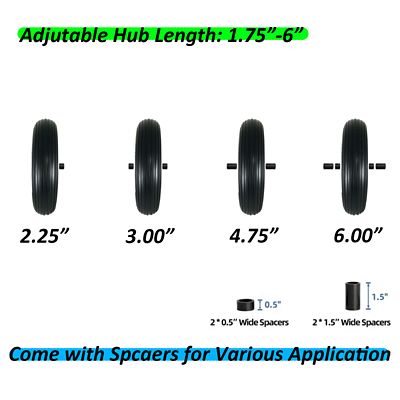 Image showing  13 in. Replacement Wheel No Flat Tire for Handtrucks/Carts with Universal Hub, 3/4 & 5/8 in. Bore Size