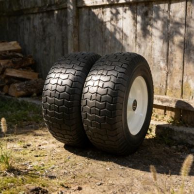 Ogracwheel 16 x 6.50-8 Flat Free Replacement Turf Lawn Mower Tire with 1 in. Bearings, 3-6 in. Center Hub, Set of 2