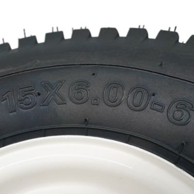 Image showing  15 x 6-6in. 4PR Universal Fit Lawn and Garden Tire Assembly with 3/4 Bore Bushing Kits