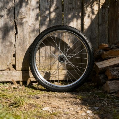 Ogracwheel Flat Free 20 in. Tire with 5/8 Bearings on Steel Spoke Rim, 3/4 & 5/8 Berings, 3.18 in. Center Hub