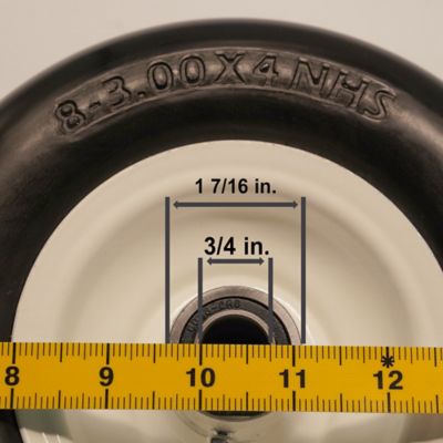 Image showing  8 in. 8x3.00-4 Smooth Flat-Free Replacement Wheels for Zero Turn Lawn Mower Walk-Behind, 5/8 in. Bore Size