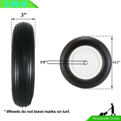 Image showing  14.5 in. Universal Fit Flat Free Wheelbarrow Tire on Wheel Replacement for 3.50/2.80-8, 4.00-6, 4.80/4.00-8