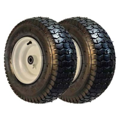 Ogracwheel 16 x 7.50-8in. with 3/4 in. Bearing Lawn and Garden Tire Assembly, White Solid Wheel, Set of 2
