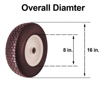 Image showing  16 x 5.00-8in. Flat Free Wheels with Turf Tread, 1.0 in. Bore Size