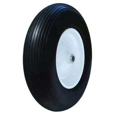 Image showing 6 th Ogracwheel 1 in. Bore Flat Free Wheelbarrow Tire on Wheel 4.80/4.00-8 with 3 in. Offset Hub