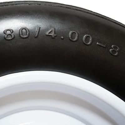 Image showing 7 th Ogracwheel 1 in. Bore Flat Free Wheelbarrow Tire on Wheel 4.80/4.00-8 with 3 in. Offset Hub