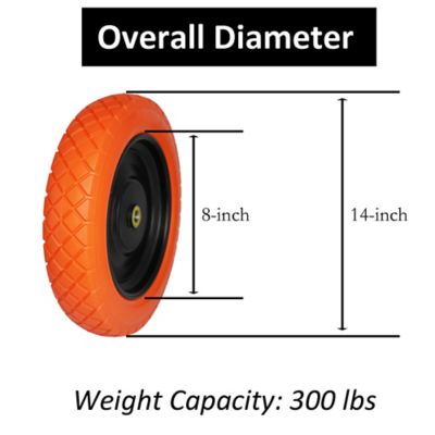 Image showing  14.5 in. Wheelbarrow Tire Flat-Free 3.25/3.00-8in. Solid Tire and Wheel with 3-6in. Centered Hub, 3/4 in, & 5/8 in.