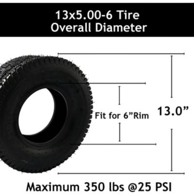 Image showing  13x5.00-6 Tire and Tube Set, 350 lb. Load Capacity