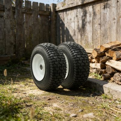 Ogracwheel 16 x 6.50-8 Tubeless Turf Lawn Mower Tire with 3/4 in. Bearings, 3 in. Center Hub, Set of 2