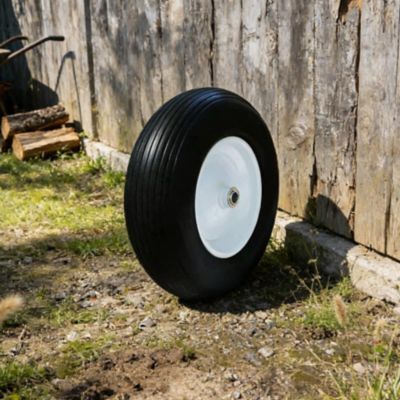 Ogracwheel Flat Free Wheelbarrow Tire on Wheel 4.80/4.00-8 with 3-6 in. Center Hub, 3/4 & 5/8 in. Ball Bearing