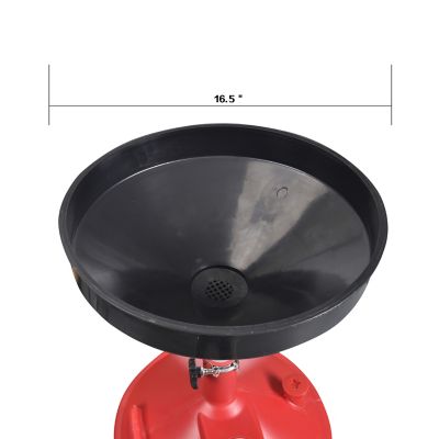 Image showing  8 Gallon Portable Waste Oil Drain,Industrial Fluid Drain Tank With Wheels and Adjustable funnel height. Red.
