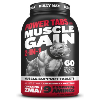 Bully Max 2-in-1 Muscle Gain Power Tabs Supplement for Dogs, 60 ct., Bottle