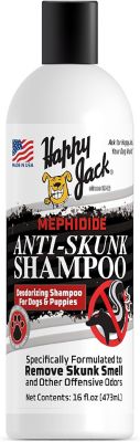 Happy Jack Mephidide Anti Skunk Shampoo for Dogs, Hypoallergenic Skunk Odor Remover for Dogs, Deodorizing Dog Shampoo, 16 oz.