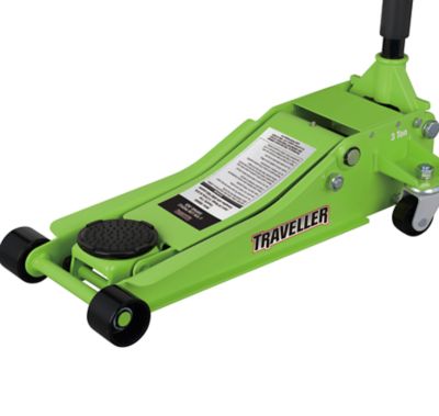 Traveller 3-Ton Low-Profile Dual Pump Garage Jack, Green