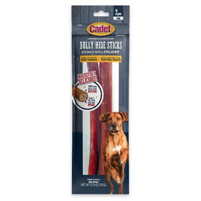 Cadet Bully Hide Sticks All-Natural Dog Chews Bully Stick, Large, 2 ct.