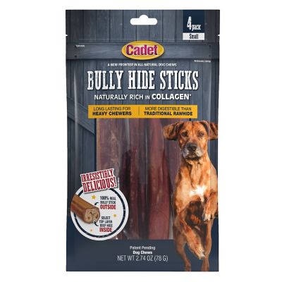 Cadet Bully Hide Sticks All-Natural Dog Chews Bully Stick, Small, 4 ct.