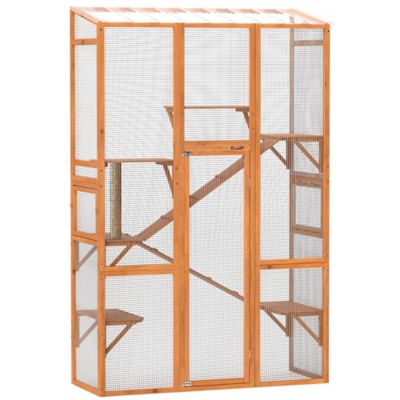 Pawhut Catio Outdoor Cat Enclosure, Large Wooden Cat House
