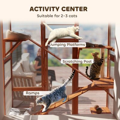 Image showing 3 th Pawhut Catio Outdoor Cat Enclosure, Large Wooden Cat House