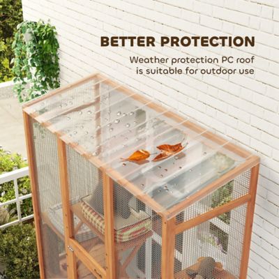 Image showing 5 th Pawhut Catio Outdoor Cat Enclosure, Large Wooden Cat House