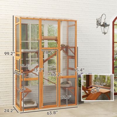 Image showing 6 th Pawhut Catio Outdoor Cat Enclosure, Large Wooden Cat House