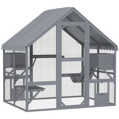 Pawhut 73 in. Large Catio Outdoor Cat Enclosure for Multiple Kittens
