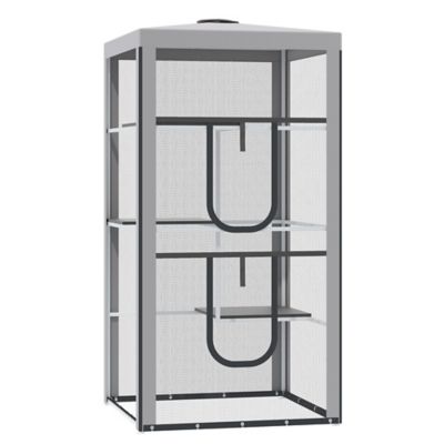Pawhut 79 in. H Cat House Kitten Enclosure Mesh Playpen Steel Frame