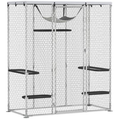 Pawhut Large Catio Outdoor Cat Enclosure, Galvanized Steel Walk-in Cat Patio with Waterproof Cover