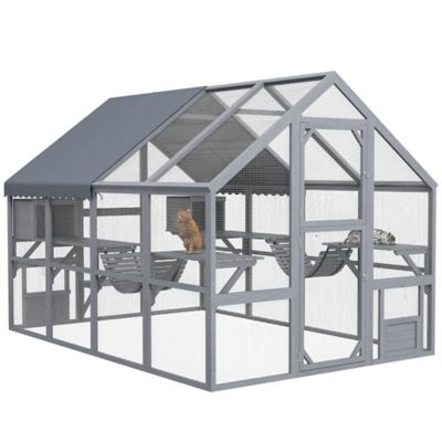 Pawhut 110 in. Large Catio Outdoor Cat Enclosure for Multiple Kittens
