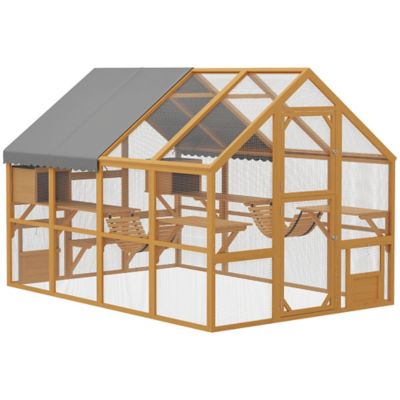 Pawhut 110 in. Large Catio Outdoor Cat Enclosure for Multiple Kittens