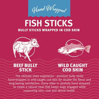 Image showing  Fish Sticks: Bully Stick Wrapped In Cod Skin: 6in. - 5pk