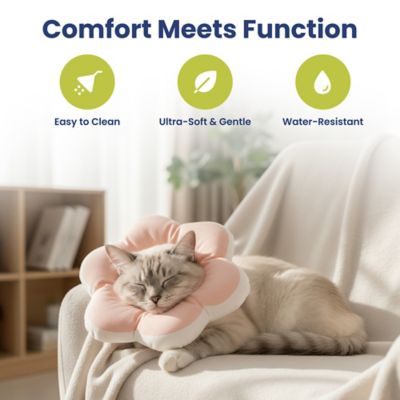 Image showing  Plush Flower Dog & Cat Recovery Collar, Peach