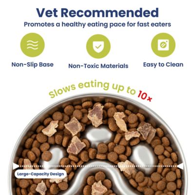 Image showing  Stainless Steel Three-Ridge Slow Feeder Dog Bowl