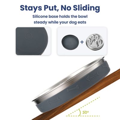 Image showing  Stainless Steel Four-Ridge Slow Feeder Dog Bowl