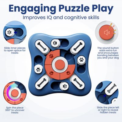 Image showing  Interactive Treat Dispensing Puzzle Dog Toy, Blue & Orange