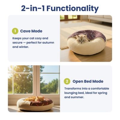 Image showing  Orthopedic Memory Foam Donut-Themed Plush Bolster Cat & Dog Bed & Removable Cover, Medium, Chocolate