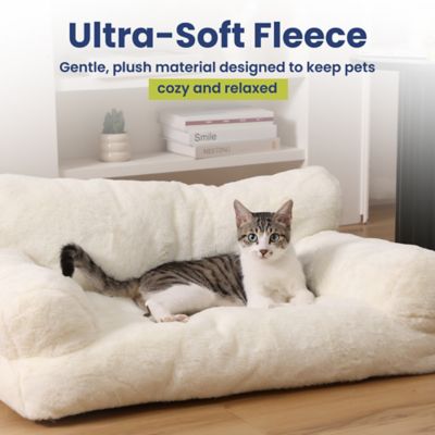 Image showing  Plush Support Sofa Bed for Dogs & Cats, White