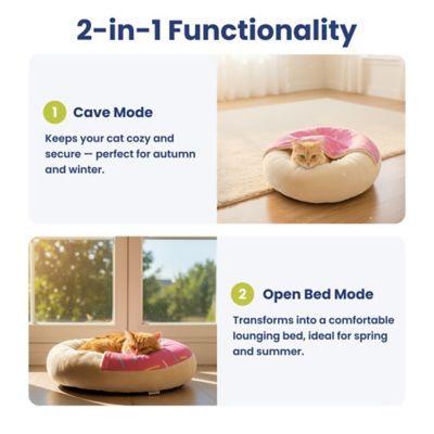 Image showing  Orthopedic Memory Foam Donut-Themed Plush Bolster Cat & Dog Bed & Removable Cover, Medium, Strawberry