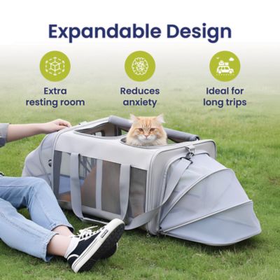 Image showing  Portable Dual-Pet Dog & Cat Carrier, Light Gray