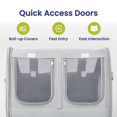 Image showing  Portable Dual-Pet Dog & Cat Carrier, Light Gray