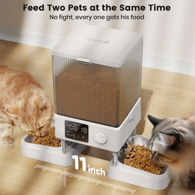 Image showing 1 th Oneisall PFD-002 Automatic Cat Feeder - 5L/20 Cups, Timed Dry Food Dispenser for 2 Cats, Indoor Pet Feeder
