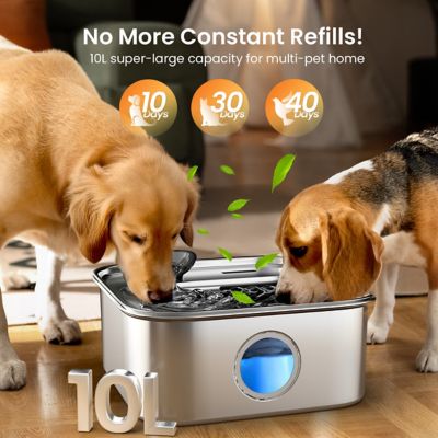 Image showing  PW07 10L/2.6Gal Dog Automatic Water Fountain: Multi-Filtration, LED, Ultra-Quiet, for Multi-pet Family w/3 Filters
