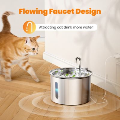 Image showing  PWF-001 2L/0.53Gal Cat Water Fountain, with Snap, Anti-Spill Cats Water Fountains with Quiet Pump w/3 Filters
