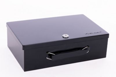 First Alert Locking Fire Retardant Security Cash Box. Made From Powder Coated Steel, Double Steel Wall Construction. Key Lock